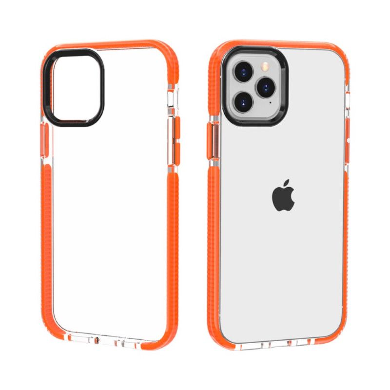 Kuori iPhone 12 Mini Harmaa Musta Läpinäkyvät Silikonireunat Suojakuori