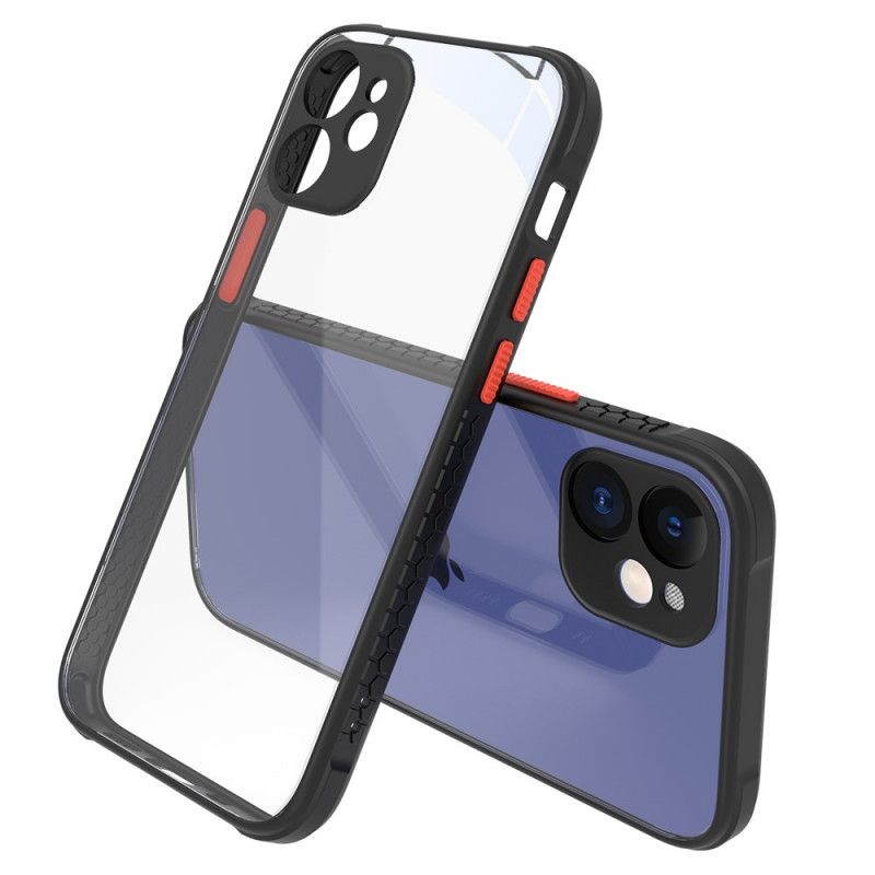 Kuori iPhone 12 Mini Punainen Musta Hybridisilikonivanteen Muotoilu Suojakuori