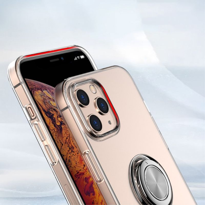 Kuori iPhone 12 Mini Punainen Musta Läpinäkyvä Tukirenkaalla