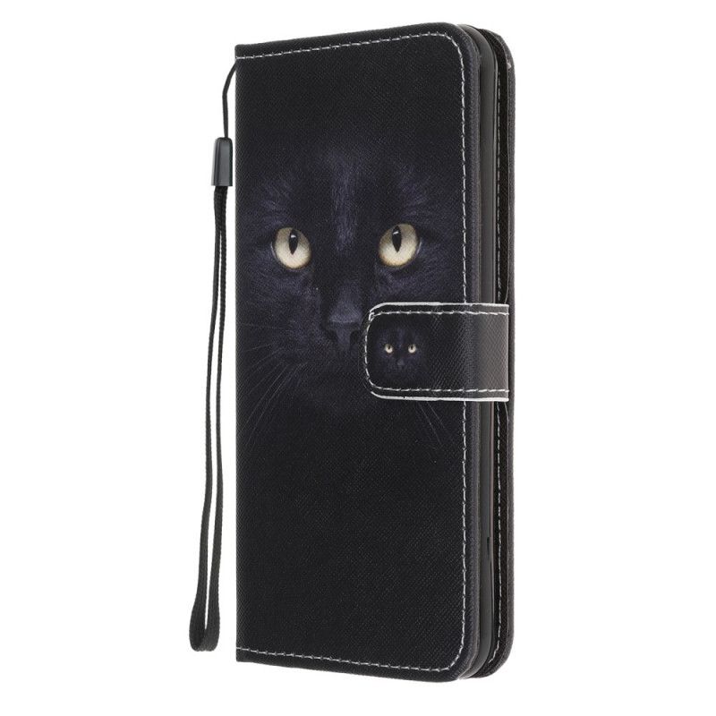 Nahkakotelo iPhone 12 Mini Puhelinkuoret Mustat Kissan Silmät Tangoilla