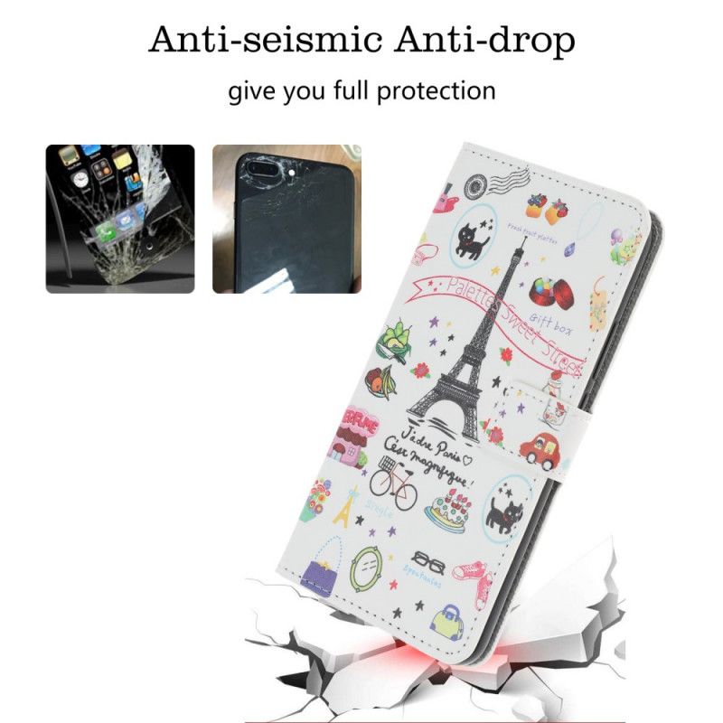 Nahkakotelo iPhone 12 Mini Puhelinkuoret Rakastan Pariisia
