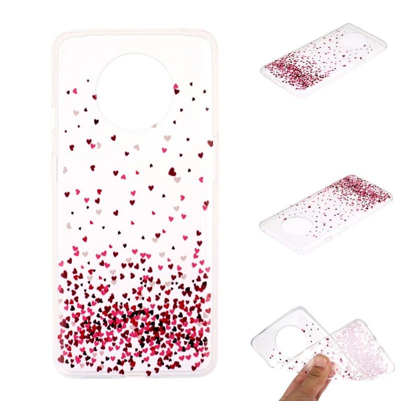 Case Kuoret OnePlus 7T Puhelinkuoret Läpinäkyvä Useita Punaisia Sydämiä