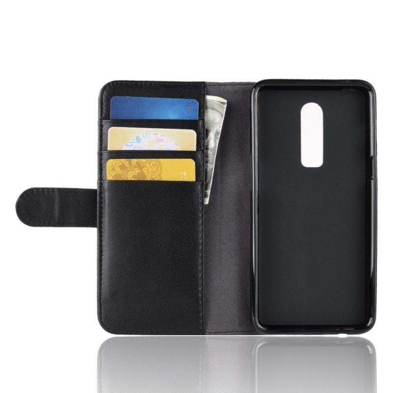 Kotelot OnePlus 6 Ruskea Musta Aitoa Nahkaa