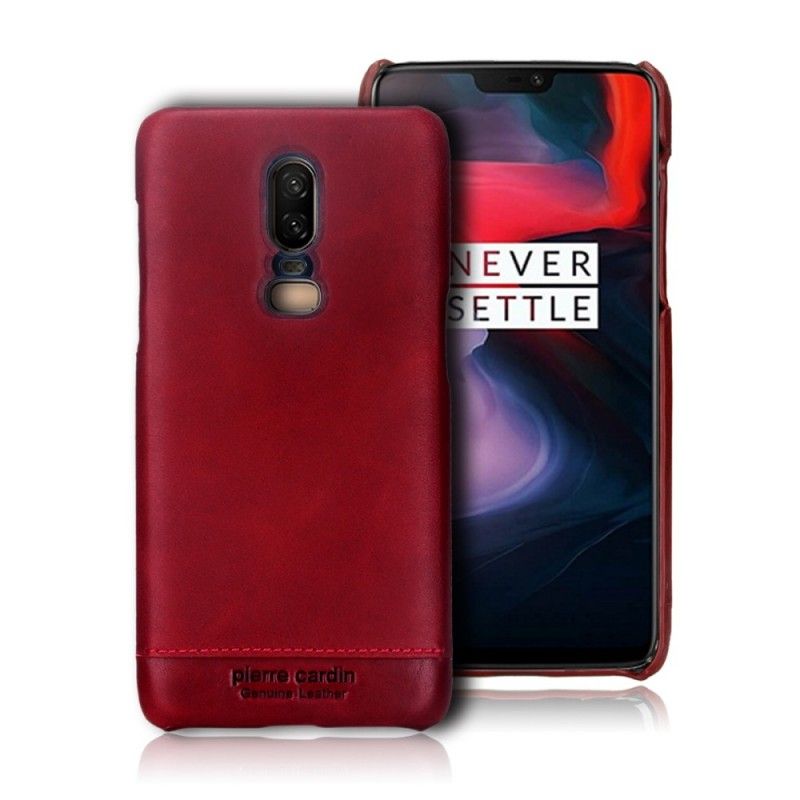 Kuori OnePlus 6 Punainen Musta Pierre Cardin Nahka Suojakuori