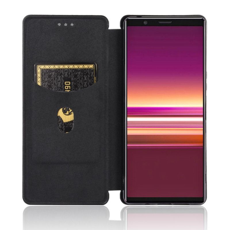 Flip Kotelot Sony Xperia 5 II Oranssi Musta Puhelinkuoret Värillinen Hiilisilikoni