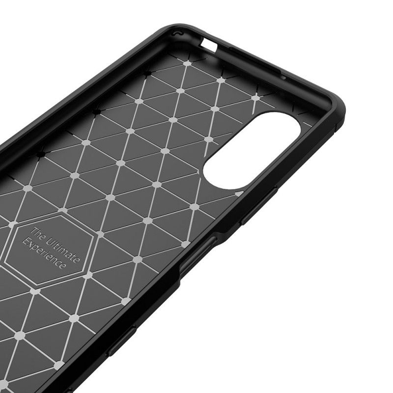 Kuori Sony Xperia 5 II Punainen Musta Harjattu Hiilikuitu Suojakuori
