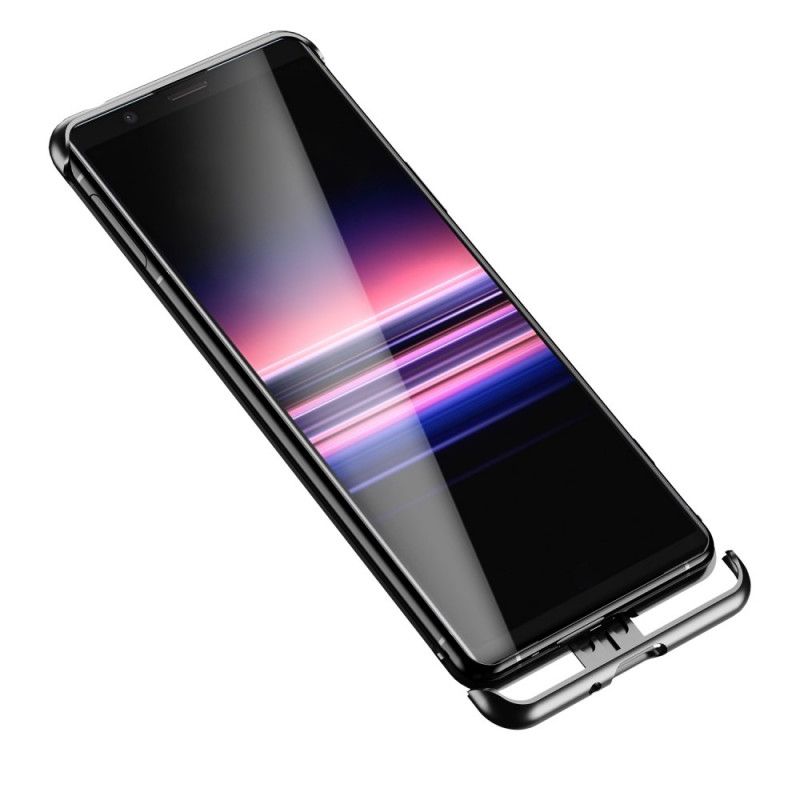 Kuori Sony Xperia 5 II Punainen Musta Lenuo-Metallivanne Suojakuori