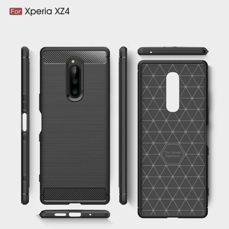 Kuori Sony Xperia 1 Harmaa Musta Harjattu Hiilikuitu Suojakuori