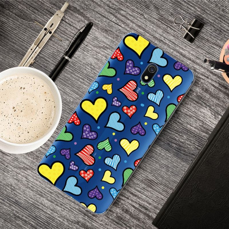 Kuori Xiaomi Redmi 8A Moniväriset Sydämet Suojakuori