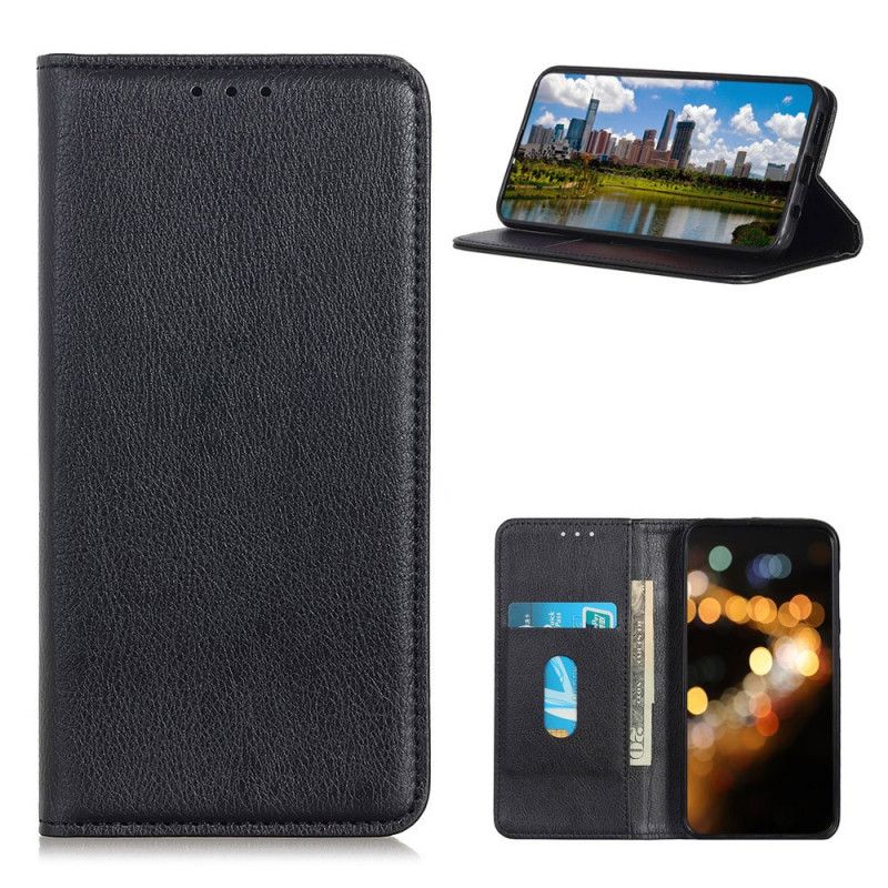 Flip Kotelot Samsung Galaxy A72 4G / A72 5G Punainen Musta Tyylikäs Halkaistu Litsi Nahka