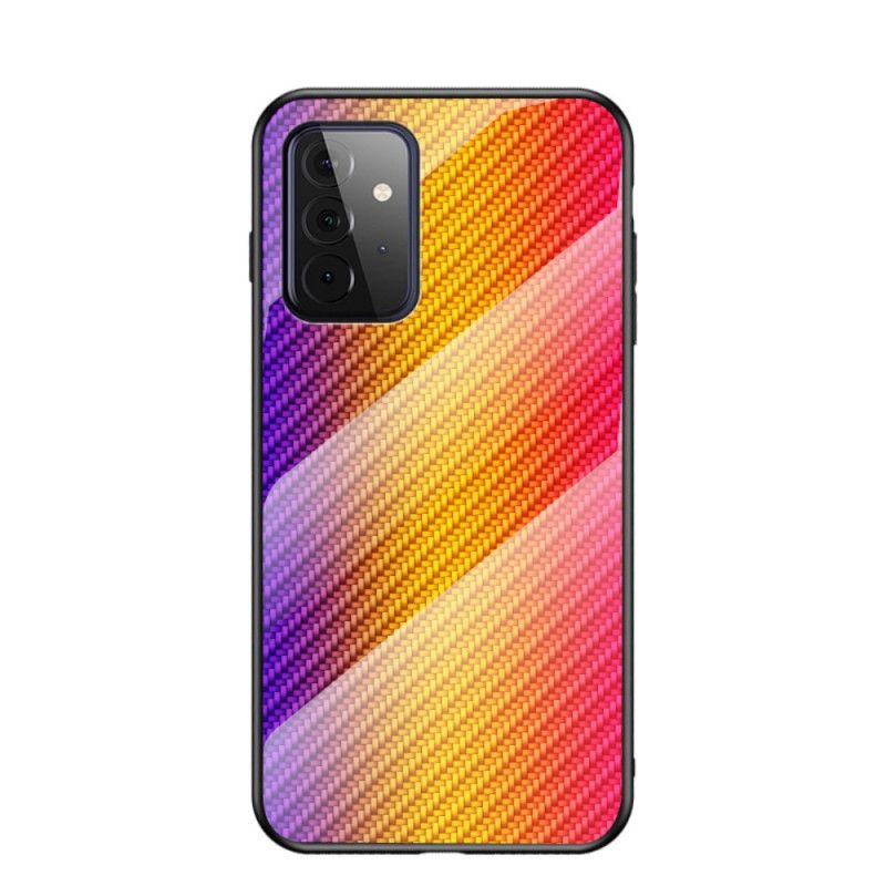 Kuori Samsung Galaxy A72 4G / A72 5G Magenta Musta Hiilikuituinen Karkaistu Lasi Suojakuori
