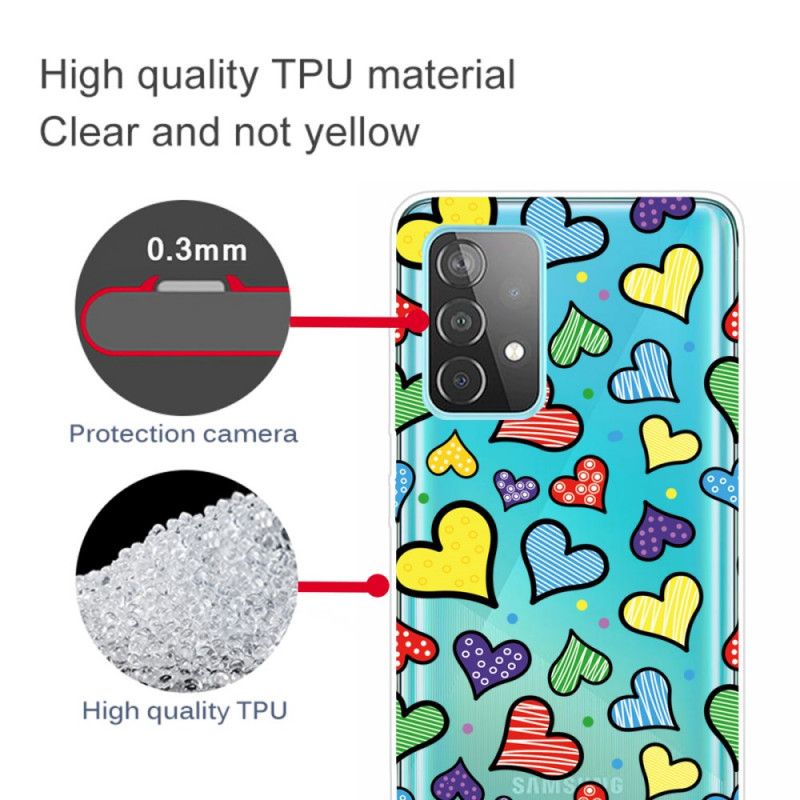 Kuori Samsung Galaxy A72 4G / A72 5G Puhelinkuoret Moniväriset Sydämet