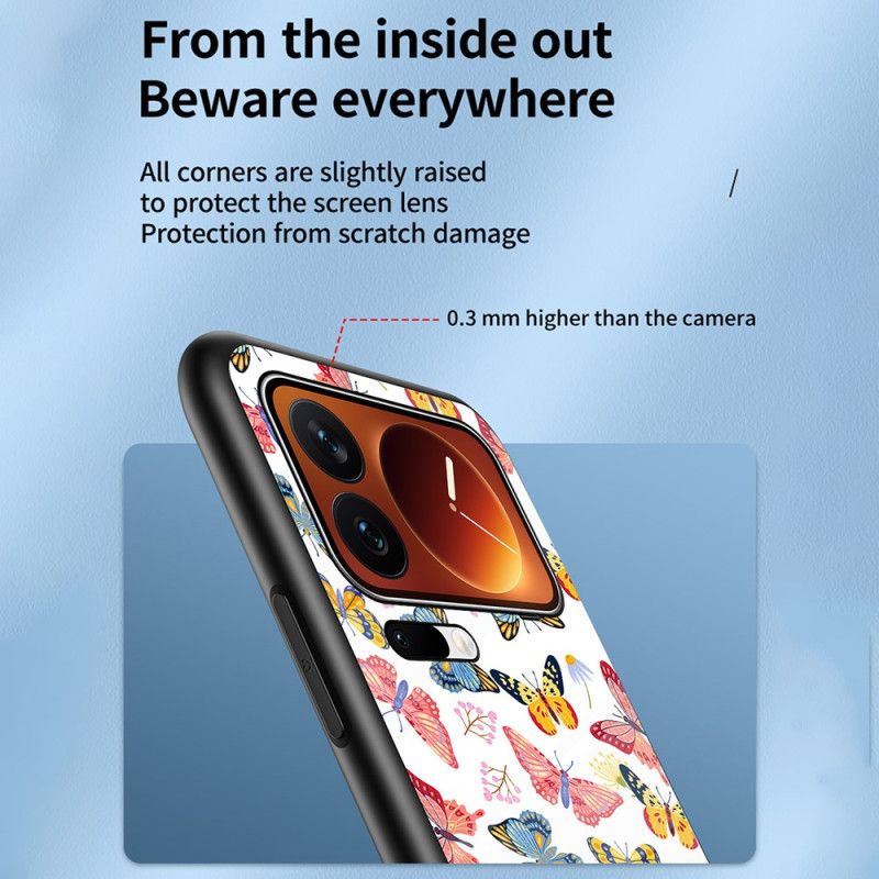 Kuori Xiaomi 17 Pro Max Karkaistusta Lasista Tehty Perhoskuvio Suojakuori