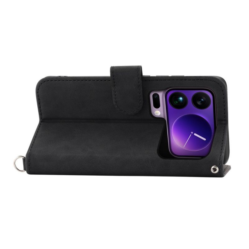 Nahkakotelo Xiaomi 17 Pro Max Pitsi Hihnalla Ja Olkahihnalla