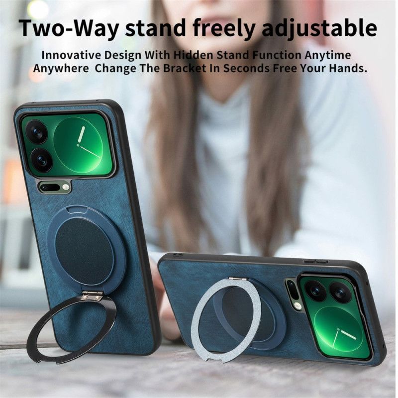 Puhelinkuoret Xiaomi 17 Pro Max Pyörivä Jalusta Ja Retrokuvioinen Nahkakuvio