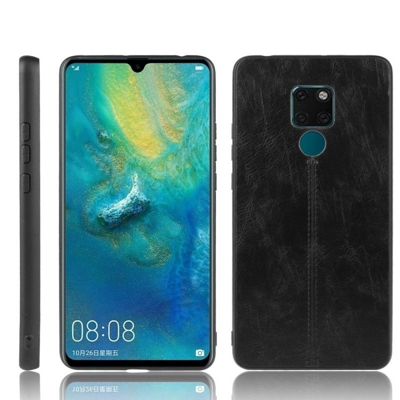 Kuori Huawei Mate 20 Punainen Musta Ommeltu Nahkaefekti