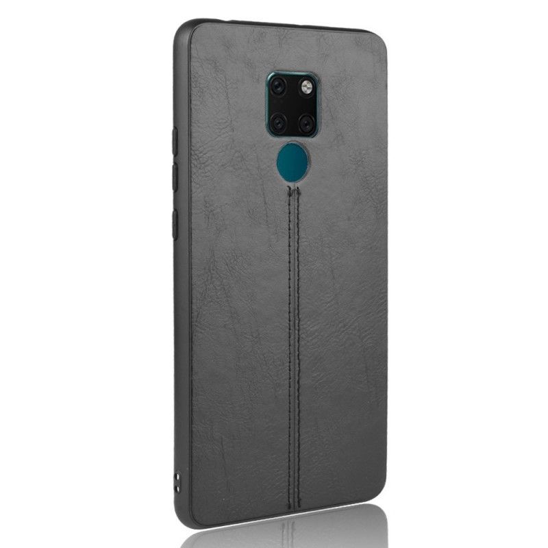 Kuori Huawei Mate 20 Punainen Musta Ommeltu Nahkaefekti