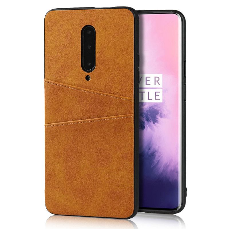Case Kuoret OnePlus 7 Pro Ruskea Punainen Puhelinkuoret Nahkainen Kaksinkertainen Korttikotelo