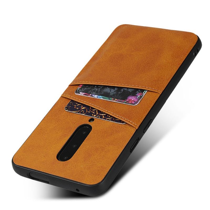 Case Kuoret OnePlus 7 Pro Ruskea Punainen Puhelinkuoret Nahkainen Kaksinkertainen Korttikotelo