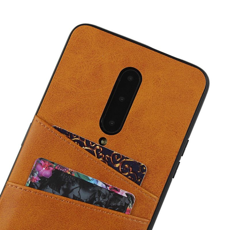 Case Kuoret OnePlus 7 Pro Ruskea Punainen Puhelinkuoret Nahkainen Kaksinkertainen Korttikotelo