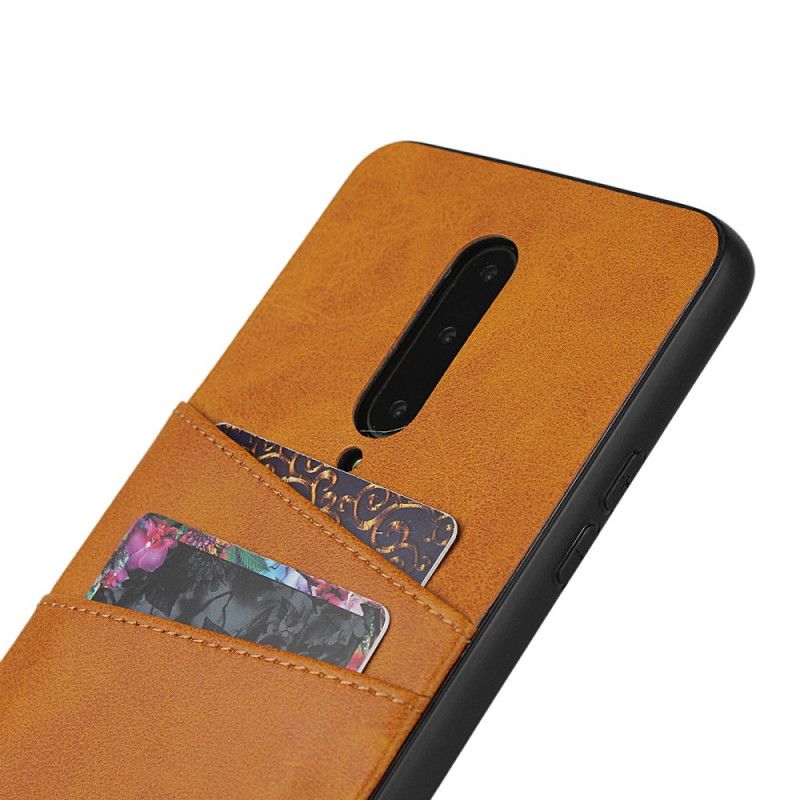 Case Kuoret OnePlus 7 Pro Ruskea Punainen Puhelinkuoret Nahkainen Kaksinkertainen Korttikotelo