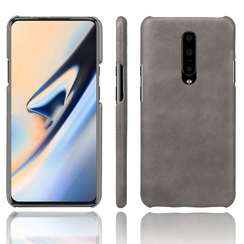 Kuori OnePlus 7 Pro Harmaa Musta Ksq-Nahkaefekti Suojakuori