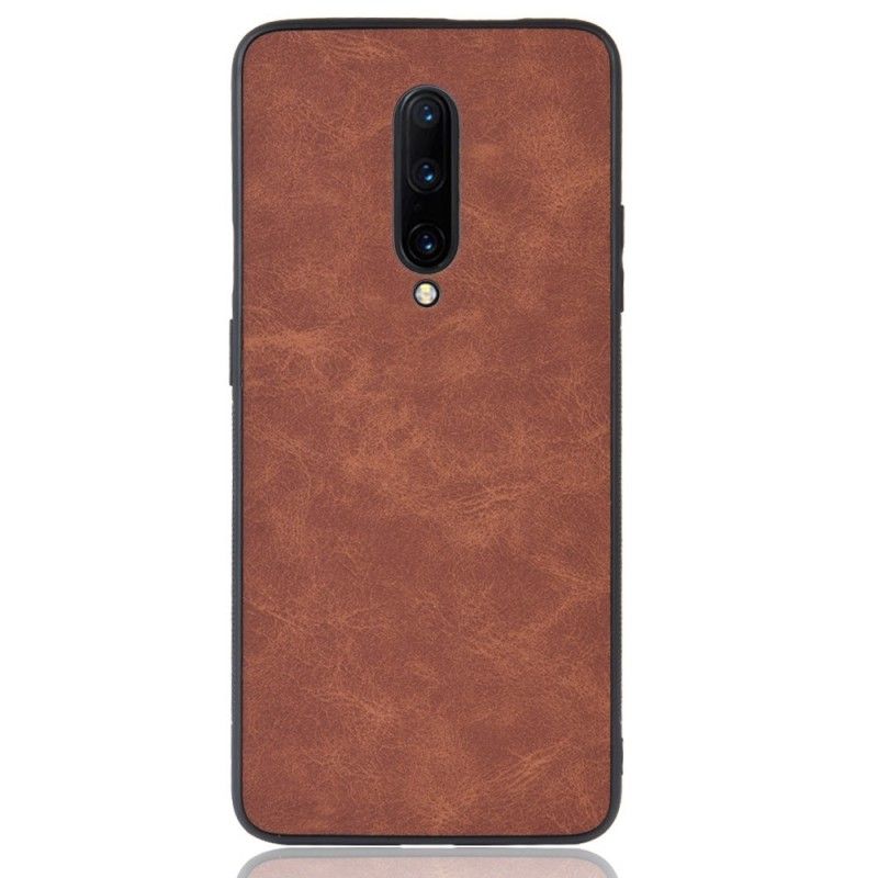 Kuori OnePlus 7 Pro Ruskea Musta Vintage-Tyylinen Nahkaefekti Suojakuori