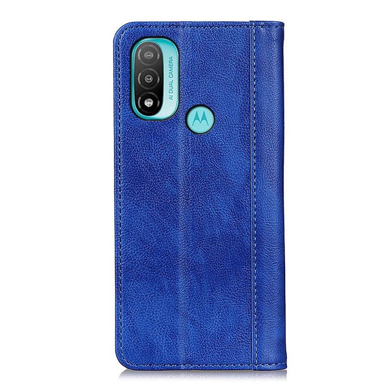 Flip Kotelot Moto E20 / E30 / E40 Elegance Haljattu Litsi-nahka