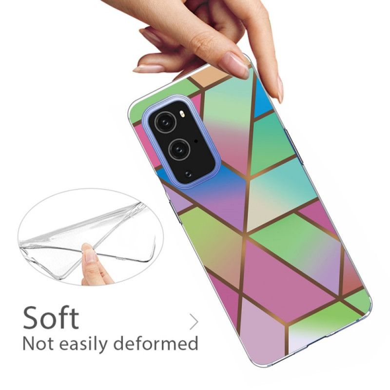 Kuori OnePlus 9 Pro Valkoinen Musta Geometrinen Marmori Suojakuori