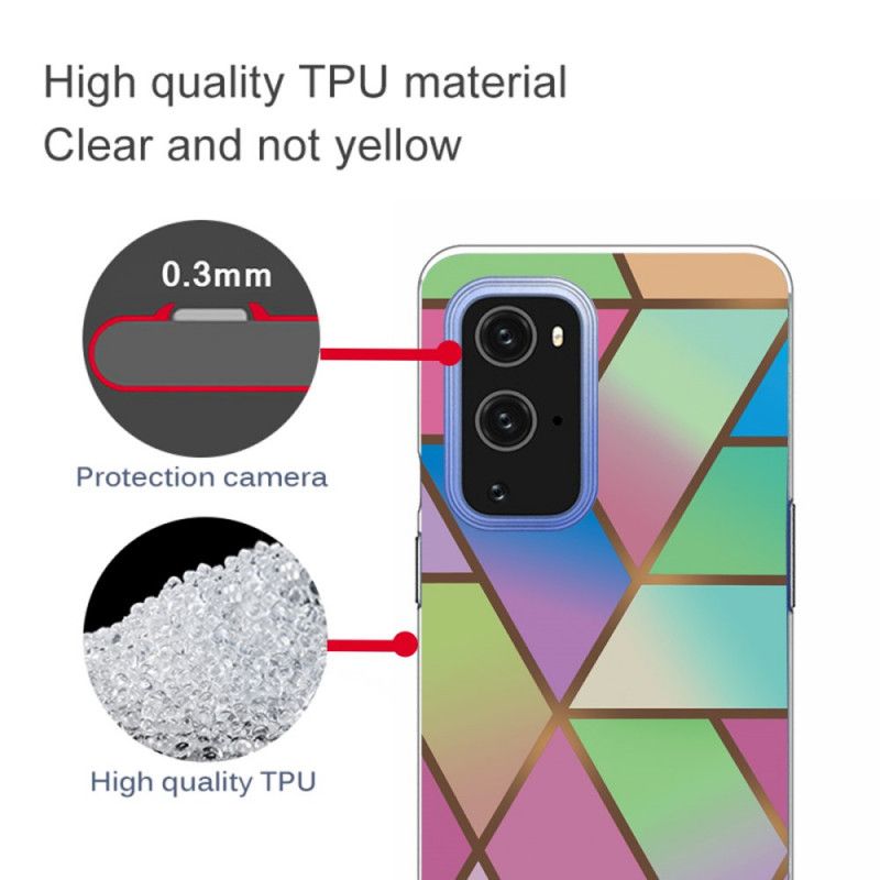 Kuori OnePlus 9 Pro Valkoinen Musta Geometrinen Marmori Suojakuori