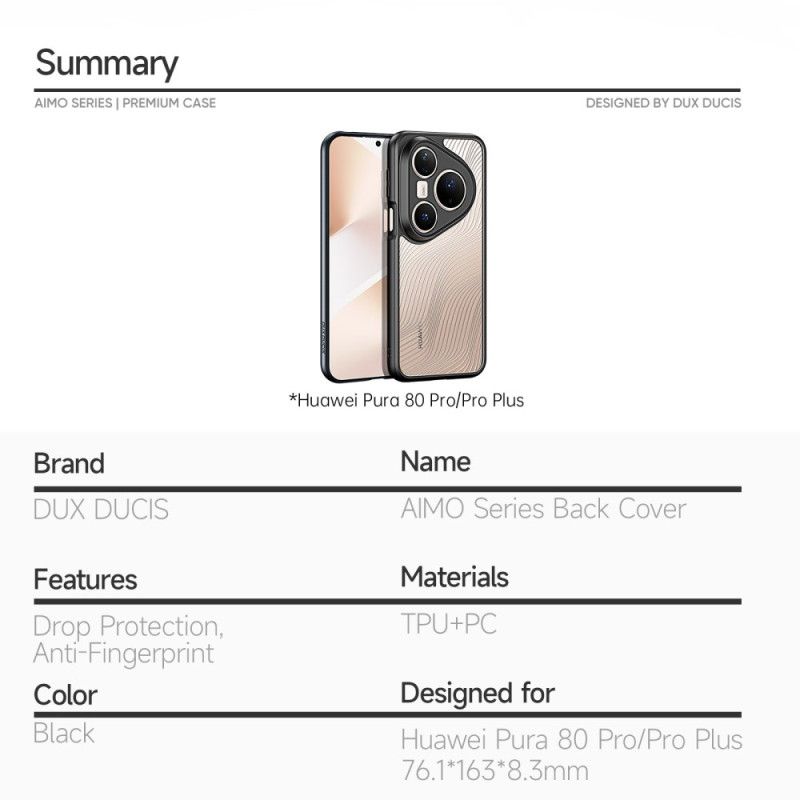 Kuori Huawei Pura 80 Pro Aimo -sarjan Dux Ducis