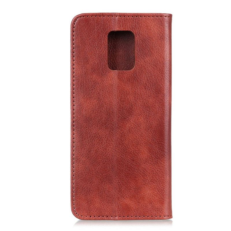 Flip Kotelot Xiaomi Redmi Note 9S / Note 9 Pro Punainen Musta Tyylikäs Halkaistu Nahka