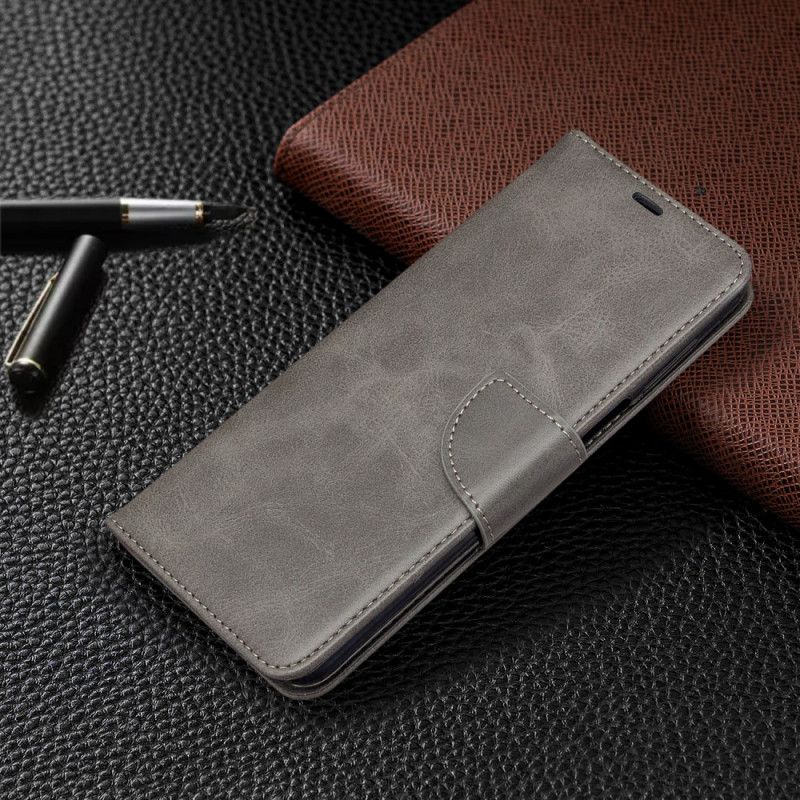 Kotelot Xiaomi Redmi Note 9S / Note 9 Pro Harmaa Musta Nahkahihnan Tyyli