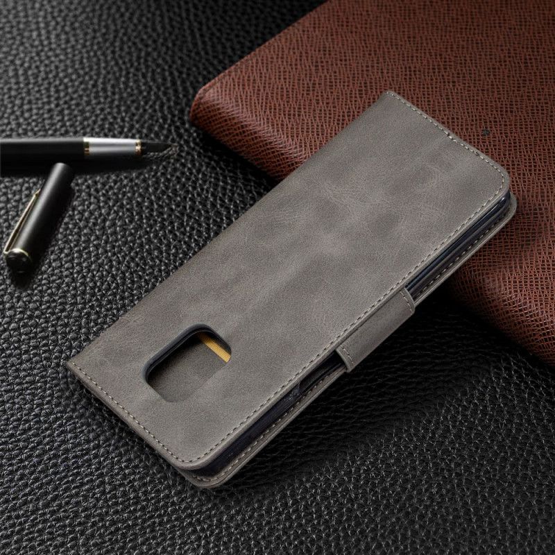 Kotelot Xiaomi Redmi Note 9S / Note 9 Pro Harmaa Musta Nahkahihnan Tyyli
