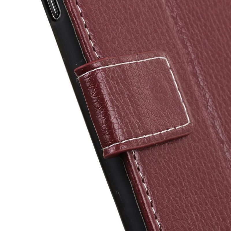 Kotelot Xiaomi Redmi Note 9S / Note 9 Pro Hopea Musta Ommeltu Litsi Nahkaa Suojakuori