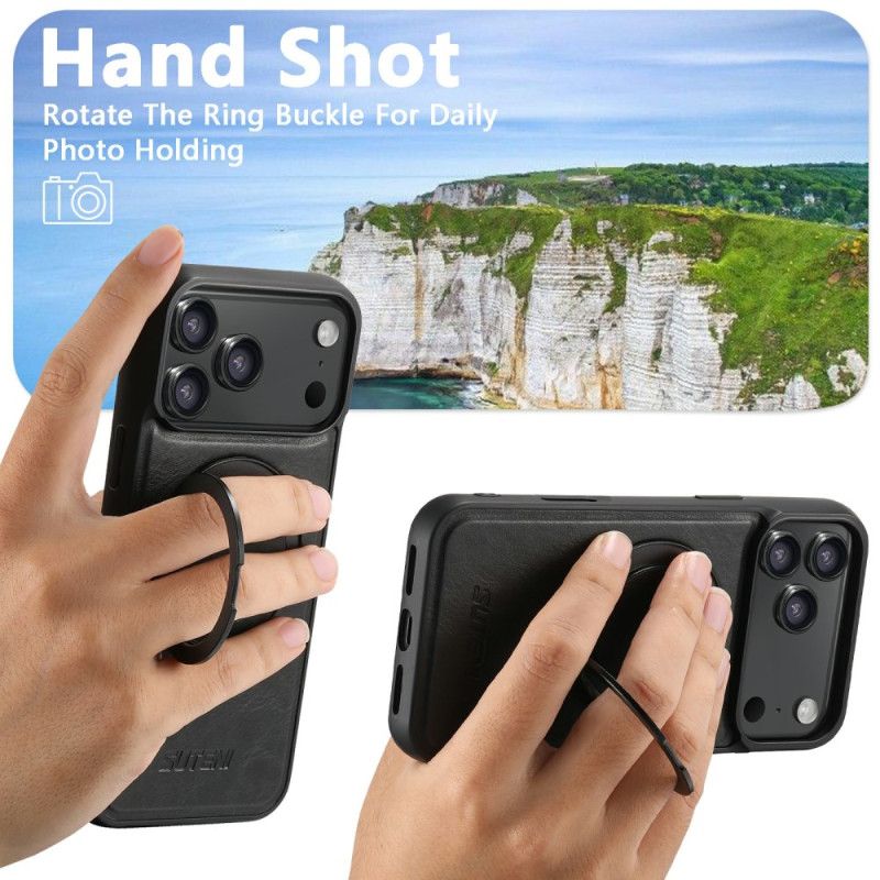 Kuori iPhone 17 Pro Magsafe-yhteensopiva Vahattu Nahkaefekti Pyörivällä Kiinnikkeellä