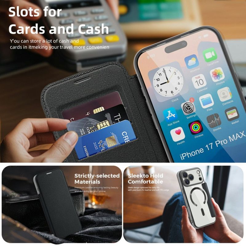 Nahkakotelo iPhone 17 Pro Magsafe-yhteensopiva Rfid-suojauksen Kanssa