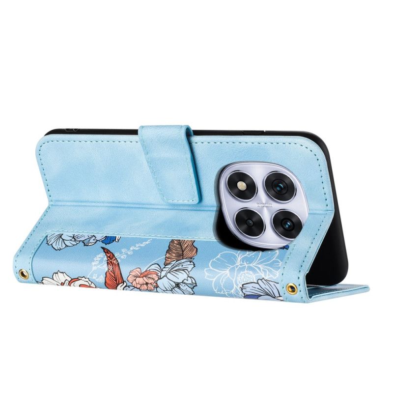 Kotelot Xiaomi Redmi Note 14 Pro 4g Graafiset Kukat Hihnalla