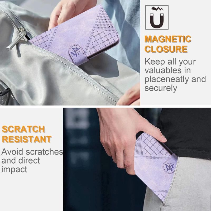 Nahkakotelo Xiaomi Redmi Note 14 Pro 4g Geometrinen Kuvio Hihnalla