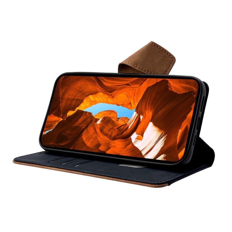 Nahkakotelo Xiaomi Redmi Note 14 Pro 4g Rfid-estävä Kaksivärinen Mokkanahkakuvio