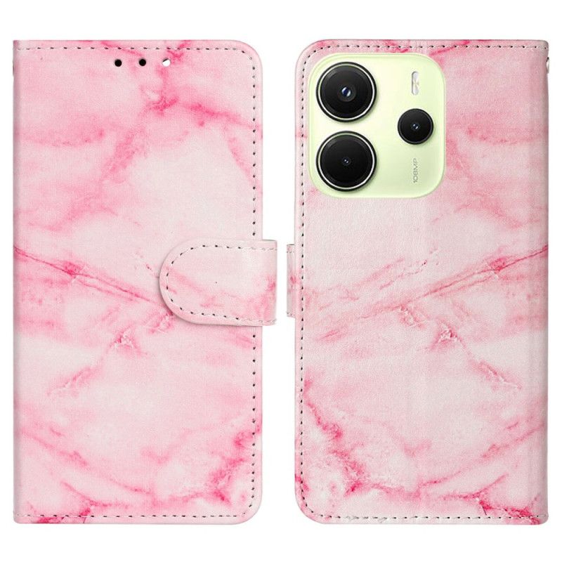 Nahkakotelo Xiaomi Redmi Note 14 Pro 4g Vaaleanpunainen Marmorikuvio