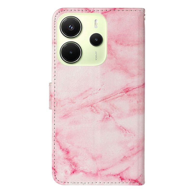 Nahkakotelo Xiaomi Redmi Note 14 Pro 4g Vaaleanpunainen Marmorikuvio