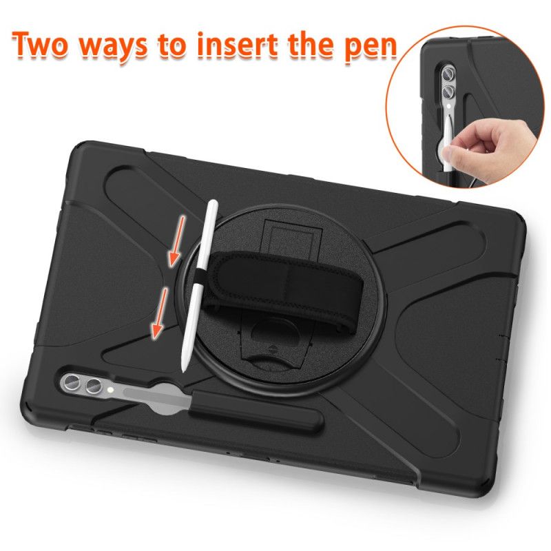 Kuori Samsung Galaxy Tab S10 Ultra Kolminkertainen Suojaushihna Ja Jalusta