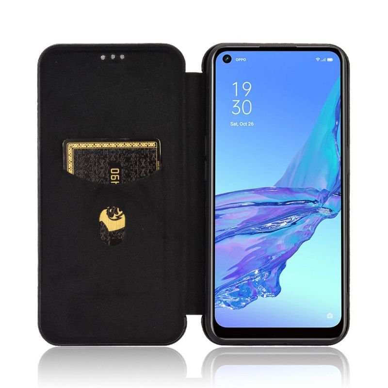 Flip Kotelot Oppo A53s Vihreä Musta Värillinen Hiilikuidun Silikoni