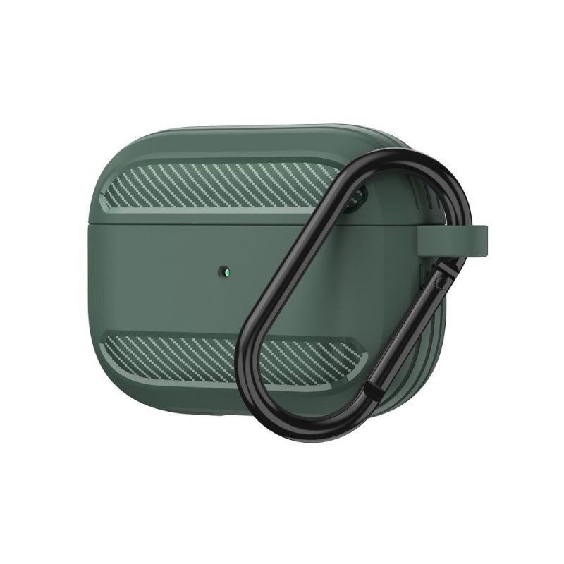 Kuori AirPods Pro Harmaa Musta Hiilikuitu Karabiinilla