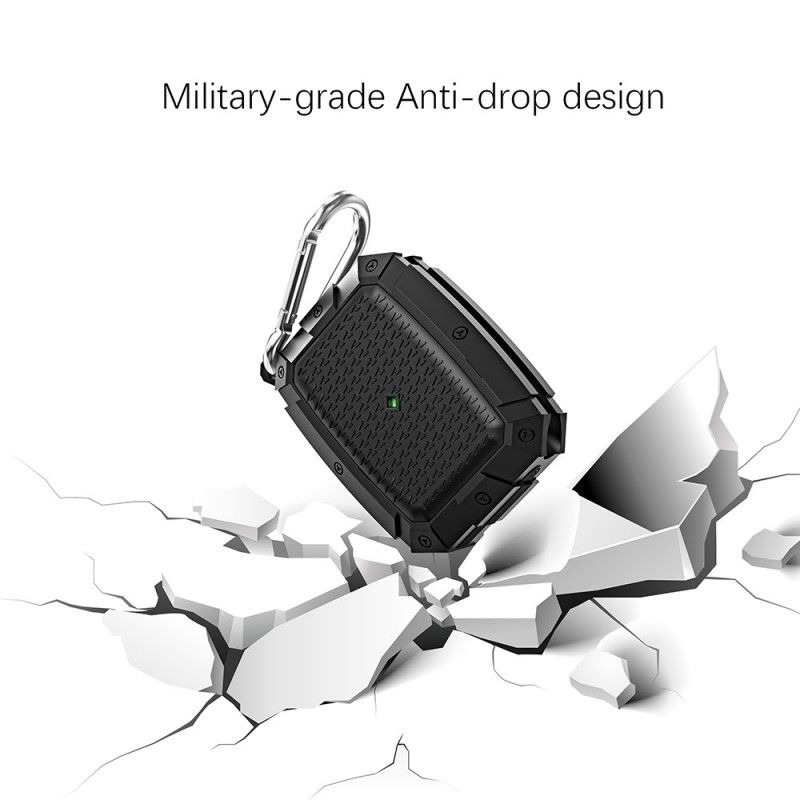 Kuori AirPods Pro Valkoinen Musta Erittäin Kestävä Karabiinilla
