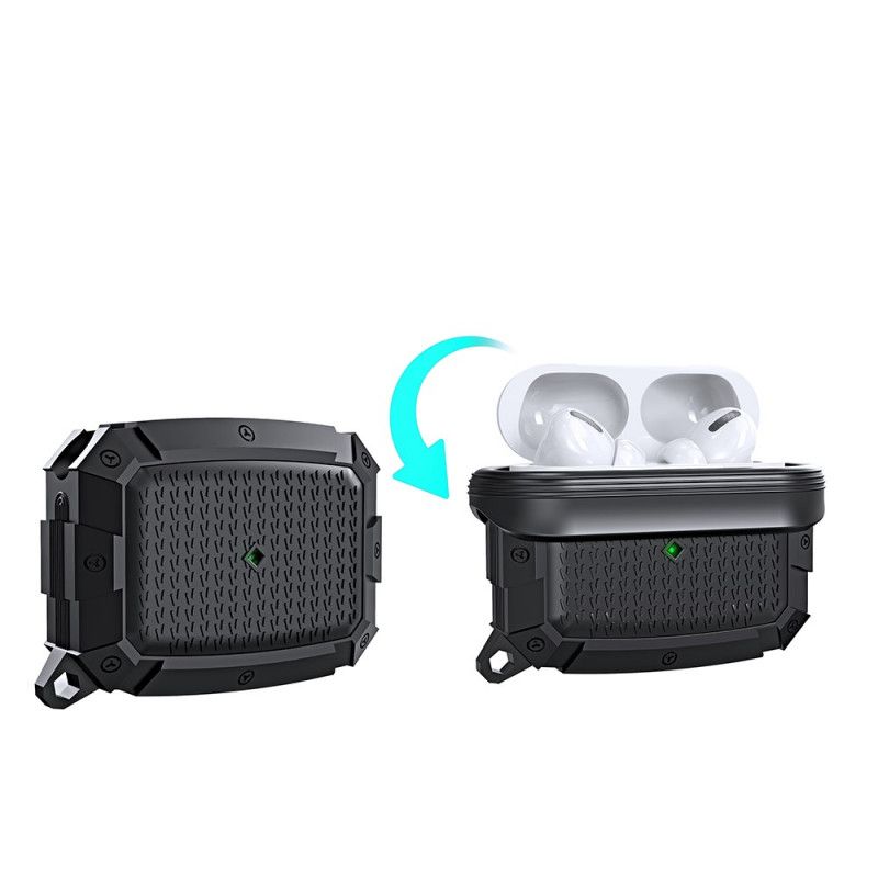 Kuori AirPods Pro Valkoinen Musta Erittäin Kestävä Karabiinilla