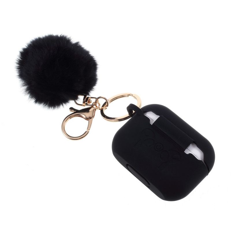 Kuori AirPods Pro Valkoinen Musta Silikoni- Ja Turkisulkurengas Suojakuori