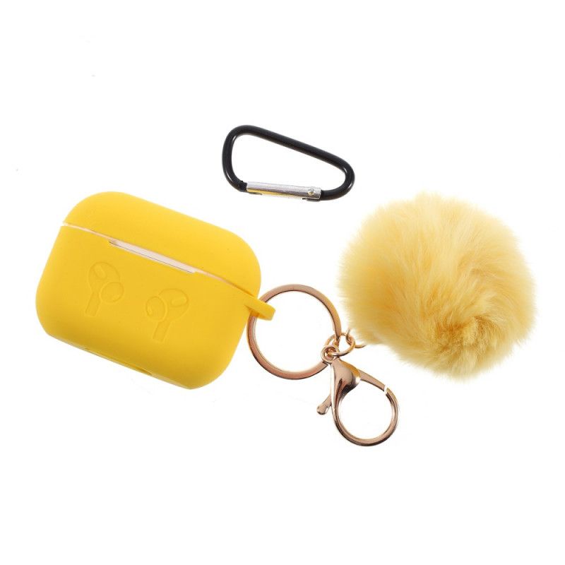 Kuori AirPods Pro Valkoinen Musta Silikoni- Ja Turkisulkurengas Suojakuori