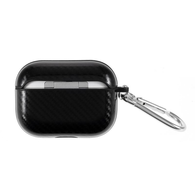 Kuori AirPods Pro Vihreä Musta Hiilikuiturakenne Karabiinilla